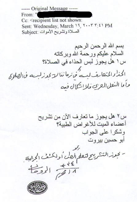 عن لبس الحذاء في الصلاة؟ وعن تشريح الاموات؟